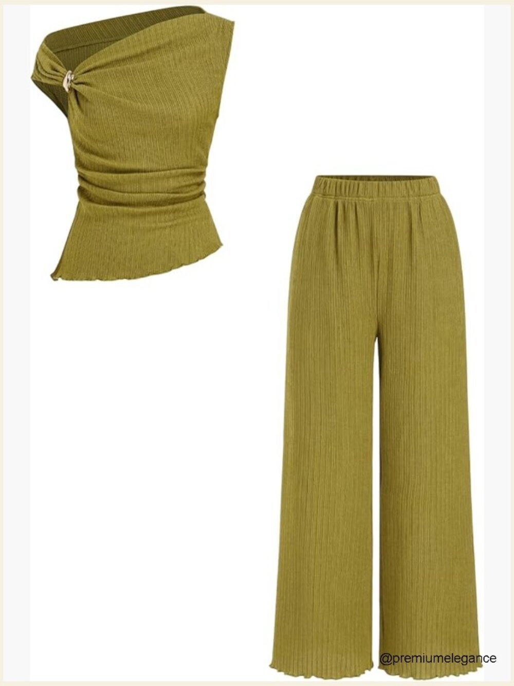 One Shoulder Sleeveless Top & Wide Leg Pants Set Summer Casual Two Piece Outfit